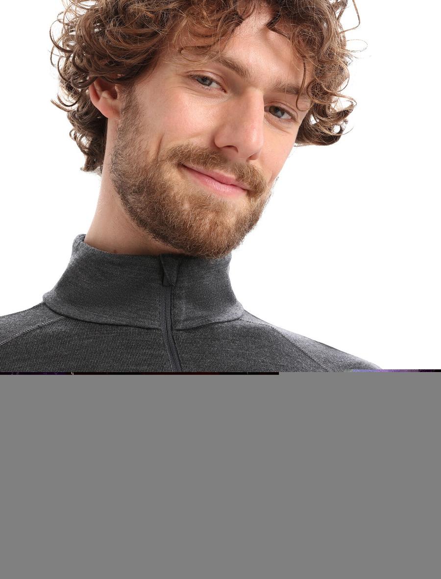 Jet Heather / Black Icebreaker 260 ZoneKnit™ Merino Long Sleeve Half Zip Men's Base Layers | AU 1325JPQJ